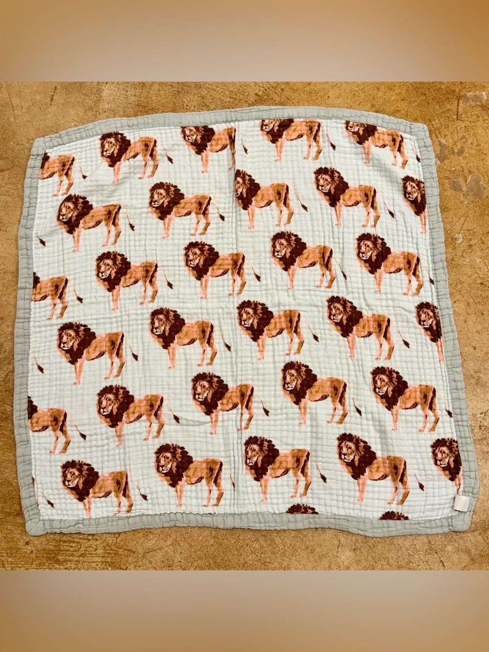 MILKBARN Lion Big Lovey Three-Layer Muslin Blanket 36x36. Bamboo/cotton
